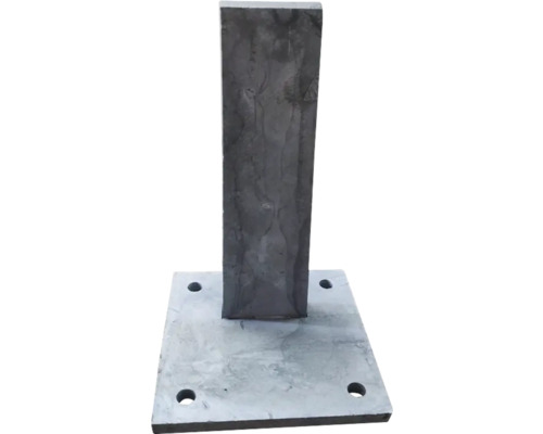 Support de poteau en acier avec base carrée et quatre trous de fixation