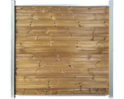Élément principal Karrat système d'enfichage 13 planches profilées sans poteaux 179 x 173 cm marron Élément de clôture en bois avec cadre