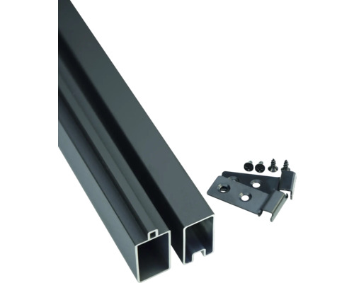 Set de baguettes Skär système d'enfichage BPC baguette de départ et de finition 179 x 4 cm anthracite Poteaux métalliques et accessoires de montage pour la construction de clôtures
