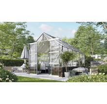 Serre avec mobilier de jardin sur une terrasse