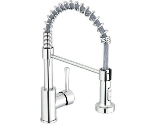 Küchenarmatur mit Spiralfeder und Ausziehbrause