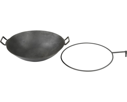 Wok en acier avec poignées et anneau pour wok