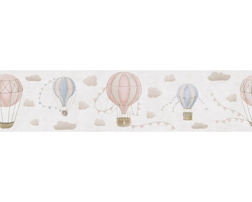 Frise de papier peint avec motif montgolfière et nuages pour chambre d''enfant