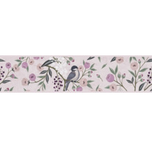 Illustration von Vögeln und Blüten auf einer Tapete