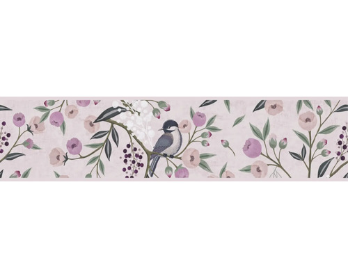 Illustration von Vögeln und Blüten auf einer Tapete