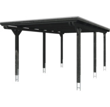 Carport en bois avec toit plat et six poteaux