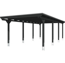 Carport en bois avec toit plat et plusieurs supports