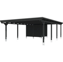Holzcarport mit Flachdach und Seitenwand zum Schutz von Fahrzeugen