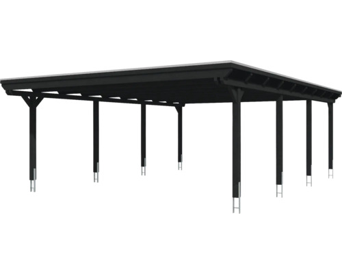 Abri de voiture en bois noir avec toit plat