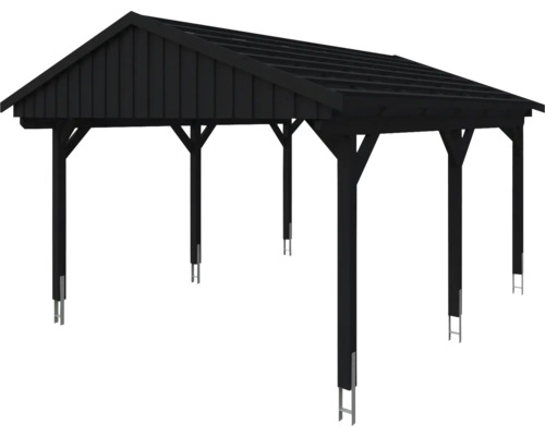 Pavillon de jardin en bois noir avec toit à deux pentes