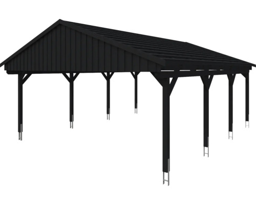 Carport en bois avec toit à pignon