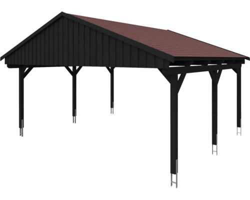Abri couvert avec toit et structure poteaux