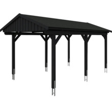 Abri de voiture avec structure de toit et poteaux de support