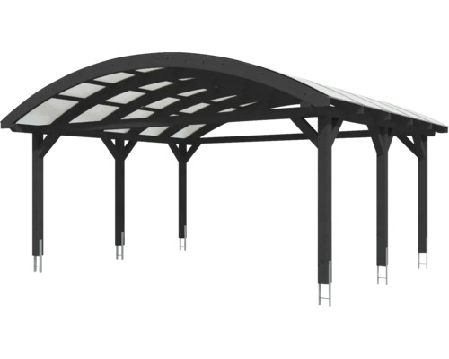 Abri de voiture en bois avec toit en polycarbonate