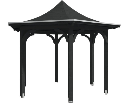 Pavillon de jardin noir avec toit pointu