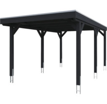 Carport en bois avec toit plat et six poteaux