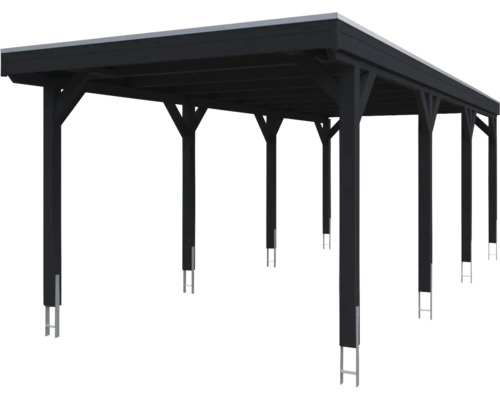 Carport en bois avec supports en acier