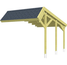 Carport en bois avec bardeaux de toiture