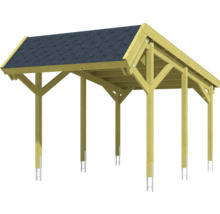 Carport en bois avec toit en tuiles