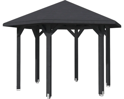 Pavillon en bois avec base carrée et toit pointu