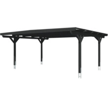 Dunkelgrauer Carport mit Holzkonstruktion