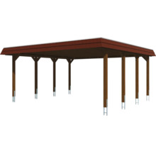 Carport aus Holz mit Metallhalterungen