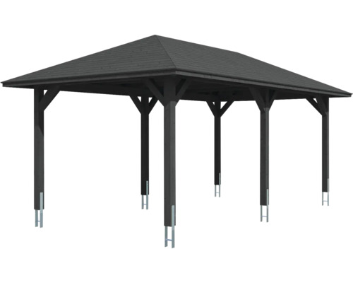 Pavillon avec structure en bois et toit