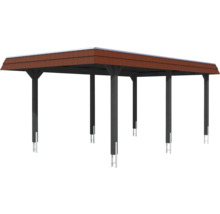 Abri en bois couvert avec couverture de toit