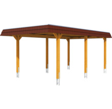Carport en bois avec toit de tuiles