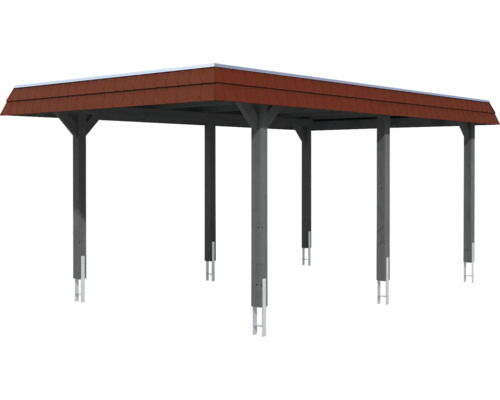Carport en bois avec toit en tuiles