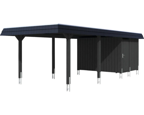 Carport avec remise en bois