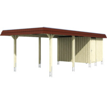 Carport mit Geräteraum aus Holz und Ziegeldach