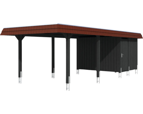 Carport avec remise en bois