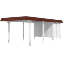 Carport en bois avec remise et toit en tuiles