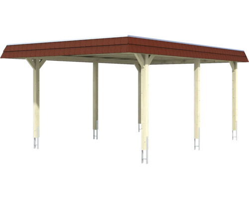 Carport en bois avec toit de tuiles pour l''extérieur