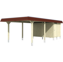 Abri de voiture avec remise en bois