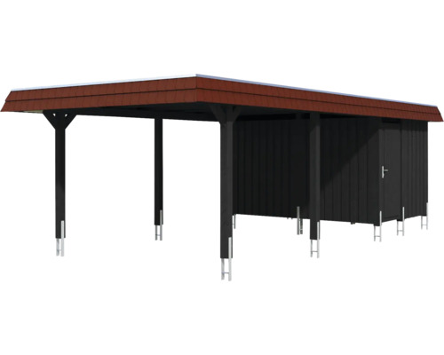 Carport avec local de rangement en bois