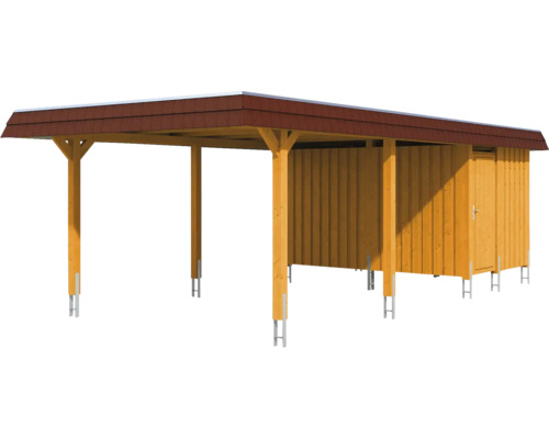 Carport en bois avec remise et toit