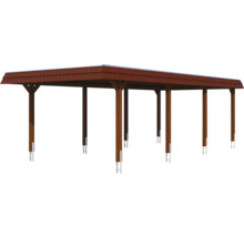 Carport en bois avec couverture de toit et poteaux de support