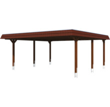 Carport mit Dach aus Holz und Stahlpfosten