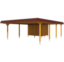 Carport en bois avec remise et toit en tuiles