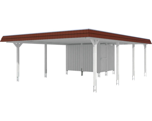 Carport avec local de rangement pour le jardin