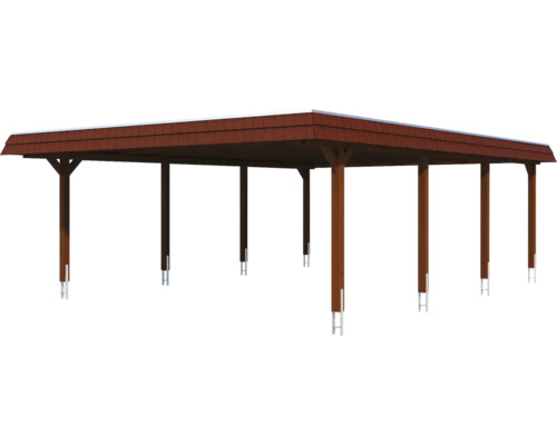 Carport en bois avec toit en tuiles
