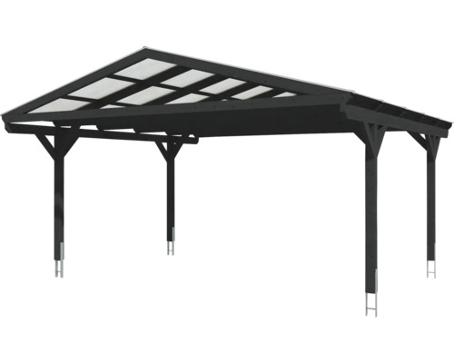 Carport en bois avec toit transparent