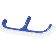 Brosse de piscine avec support bleu et poils blancs