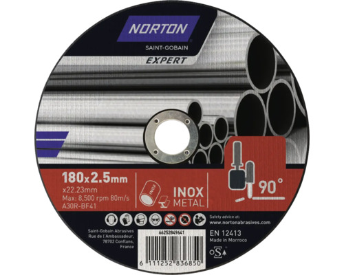 Disque à tronçonner Expert Norton acier & inox Ø 180x22,23 mm Norton Disque à tronçonner pour métal, 180x2,5 millimètres
