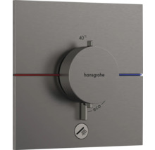 Hansgrohe Logo. Thermostatarmatur mit 40 Grad Celsius Anzeige, Eco-Funktion und Brausesymbol