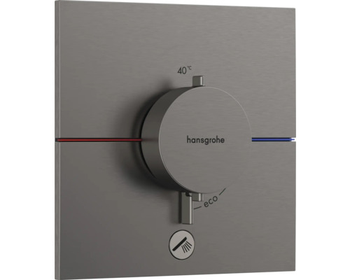 hansgrohe Unterputz Thermostat Dusche SHOWERSELECT COMFORT E brushed black chrom gebürstet ohne Unterputzgrundkörper 15575340 Hansgrohe Logo. Thermostatarmatur mit 40 Grad Celsius Anzeige, Eco-Funktion und Brausesymbol