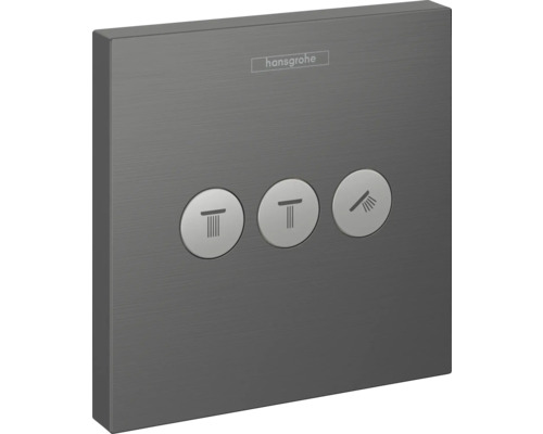hansgrohe Umstellventil Unterputz SHOWERSELECT brushed black chrom gebürstet ohne Unterputzgrundkörper 15764340 Hansgrohe Logo. Duschbedienfeld mit drei Tasten zur Steuerung verschiedener Duschfunktionen.