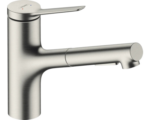 Robinetterie de cuisine hansgrohe avec douchette ZESIS 150 M33 acier inoxydable brossé 74820800 Robinet de cuisine en métal